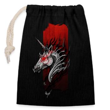 Shadow Serenity: Dark Unicorn - Closable cotton gift bag (14x20cm) - black - Front