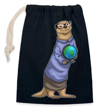 Otter Story Teacher School - Closable cotton gift bag (14x20cm) - navy - Front