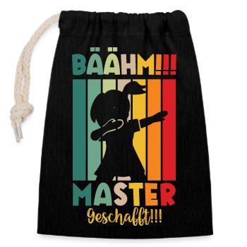 Master Masterabsolvent Masterabschluss Geschenk - Verschließbarer Geschenkbeutel aus Baumwolle (14x20cm) - Schwarz - Vorne