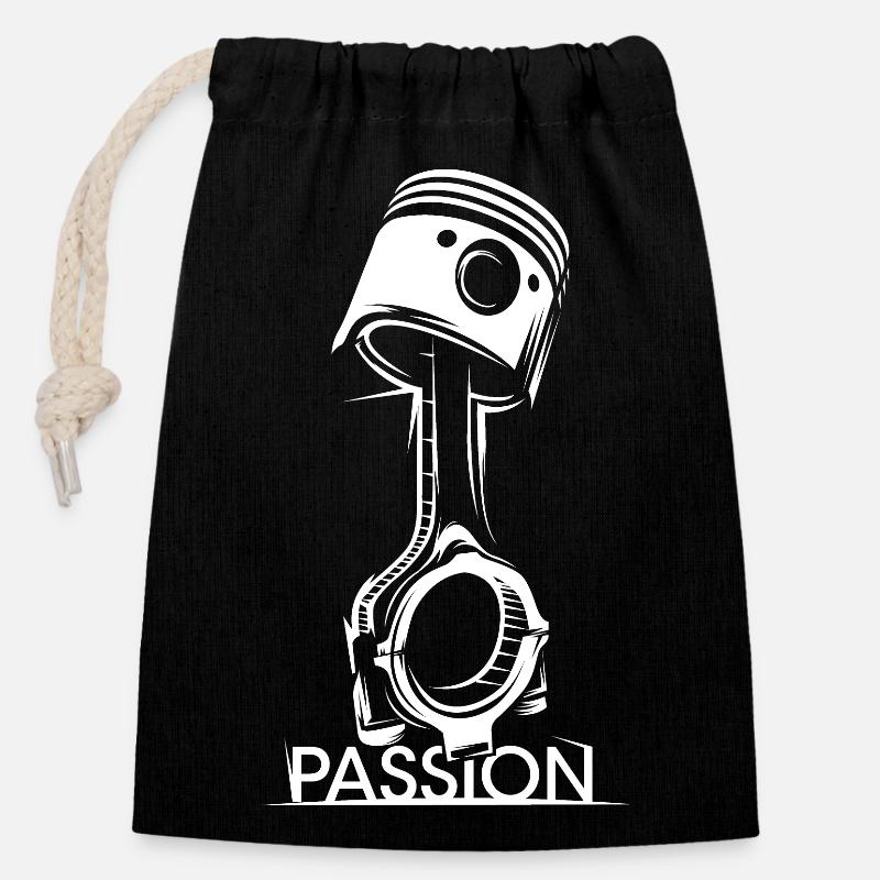 Kolben Tuner Passion Auto Racing Motor icon Logo - Verschließbarer Geschenkbeutel aus Baumwolle (14x20cm) - Schwarz