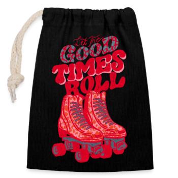 good times - Sac cadeau en coton avec cordon (14 x 20 cm) - noir - Devant