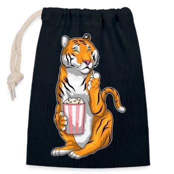 Tiger Popcorn - Verschließbarer Geschenkbeutel aus Baumwolle (14x20cm) - Navy - Vorne
