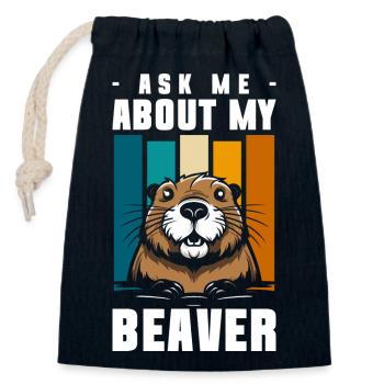 Bois de bûcheron de la rivière Rodent - Sac cadeau en coton avec cordon (14 x 20 cm) - bleu marine - Devant