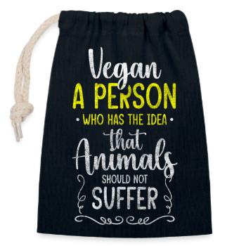 Vegan Attitude Veggie - Closable cotton gift bag (14x20cm) - navy - Front