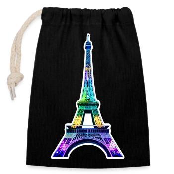Eiffel tower #23 - Closable cotton gift bag (14x20cm) - black - Front