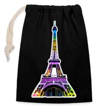 Eiffel tower #5 - Closable cotton gift bag (14x20cm) - black - Front