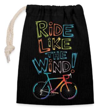Roulez comme le vent Conception du vélo - Sac cadeau en coton avec cordon (14 x 20 cm) - noir - Devant
