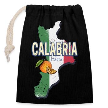 Calabre, Italie, Région Rétro, Carte Murale Vintage - Sac cadeau en coton avec cordon (14 x 20 cm) - noir - Devant