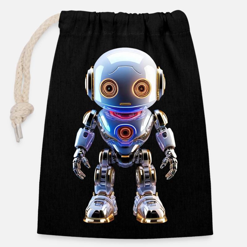 Robots for the individual LooK - Closable cotton gift bag (14x20cm) - black