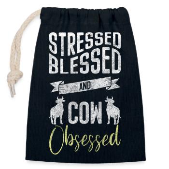 Beef Farmer Sweet Economy - Closable cotton gift bag (14x20cm) - navy - Front