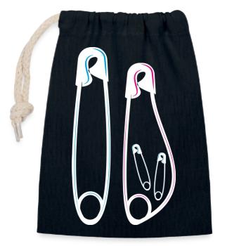 Announcement baby bump pregnancy twins - Closable cotton gift bag (14x20cm) - navy - Front
