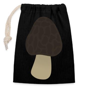 Morel Mushroom - Closable cotton gift bag (14x20cm) - black - Front