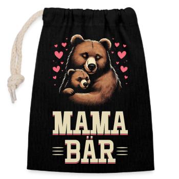 Mama Bär Muttertag Mutter Elternteil Mama Bear - Verschließbarer Geschenkbeutel aus Baumwolle (14x20cm) - Schwarz - Vorne