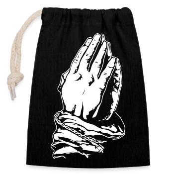 Prayer hands in black and white - Closable cotton gift bag (14x20cm) - black - Front