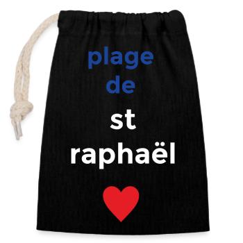 Traumstrand von St. Raphael - Verschließbarer Geschenkbeutel aus Baumwolle (14x20cm) - Schwarz - Vorne