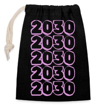 Purple 2030 - Closable cotton gift bag (14x20cm) - black - Front
