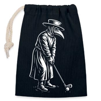 Plague Doctor playing golf - Closable cotton gift bag (14x20cm) - navy - Front