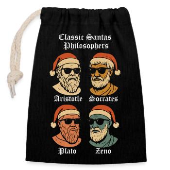 Santa Philosophers Quartet - Closable cotton gift bag (14x20cm) - black - Front