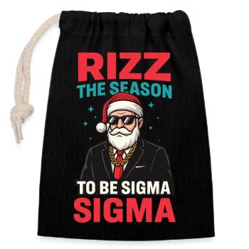 Rizz Christmas Sigma Santa Santa Claus Gen Z - Closable cotton gift bag (14x20cm) - black - Front