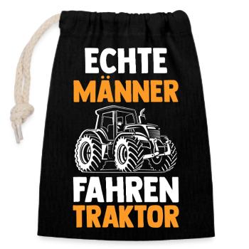 Tractor Farmer Farmer Tractor Driver Tractor - Closable cotton gift bag (14x20cm) - black - Front
