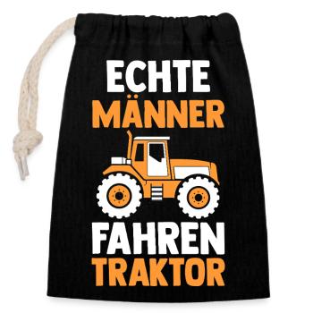 Tractor Farmer Farmer Tractor Driver Tractor - Closable cotton gift bag (14x20cm) - black - Front