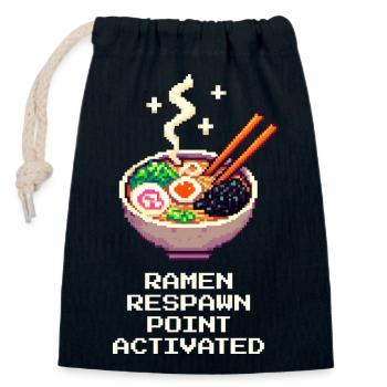 Réapparition de ramen activée | Humour de Ramen Bowl - Sac cadeau en coton avec cordon (14 x 20 cm) - bleu marine - Devant