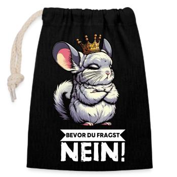 Bevor Du Fragst Chinchilla Chinchillas Nagetier - Verschließbarer Geschenkbeutel aus Baumwolle (14x20cm) - Schwarz - Vorne