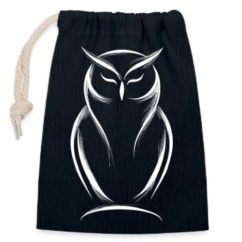Wise owl, protective and spiritual bird - Closable cotton gift bag (14x20cm) - navy - Front