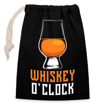 Whiskey O’Clock Scotch Glass Quote Design - Verschließbarer Geschenkbeutel aus Baumwolle (14x20cm) - Schwarz - Vorne