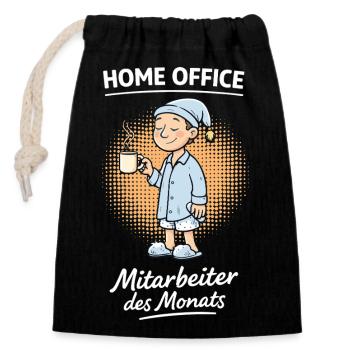 Home Office Mitarbeiter des Monats Schlafanzug - Verschließbarer Geschenkbeutel aus Baumwolle (14x20cm) - Schwarz - Vorne