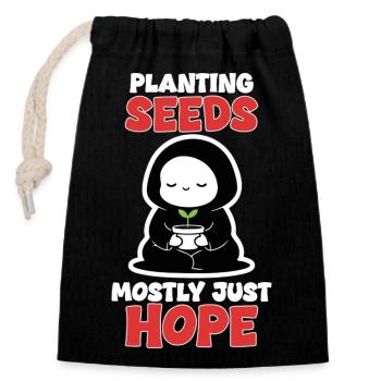 Espoir Plante Planting Hope Manga Zen - Sac cadeau en coton avec cordon (14 x 20 cm) - noir - Devant