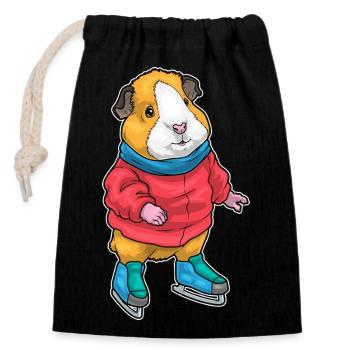 Meerschweinchen Eislaufen Schlittschuhe - Closable cotton gift bag (14x20cm) - black - Front