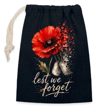 We Forget Poppy Weight | Remembrance Day - Closable cotton gift bag (14x20cm) - navy - Front