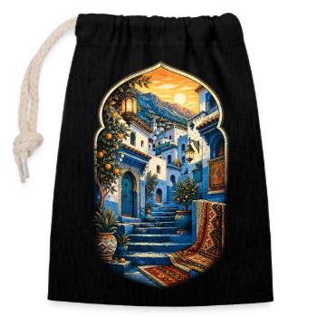 Marokkaner Marokko Marokkanerin Chefchaouen - Verschließbarer Geschenkbeutel aus Baumwolle (14x20cm) - Schwarz - Vorne