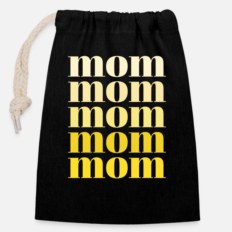 Mom Yellow - Closable cotton gift bag (14x20cm) - black