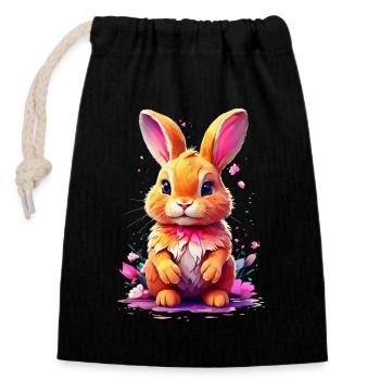 Bunny Bunny V1 24 05 - Closable cotton gift bag (14x20cm) - black - Front