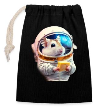 Space Hamster - Verschließbarer Geschenkbeutel aus Baumwolle (14x20cm) - Schwarz - Vorne