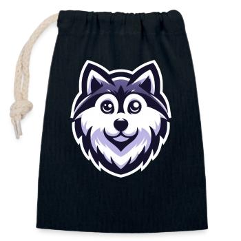 Husky mignon - Sac cadeau en coton avec cordon (14 x 20 cm) - bleu marine - Devant