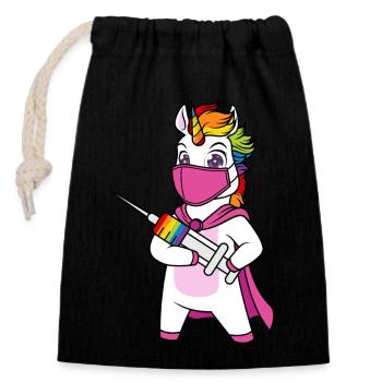 Vaccinated Unicorn Immunicorn - Closable cotton gift bag (14x20cm) - black - Front