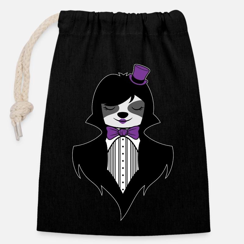 GOTHIC FAULTIER GRUFTI GOTH SLOTH GOTHIC ÄSTHETIK - Verschließbarer Geschenkbeutel aus Baumwolle (14x20cm) - Schwarz