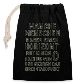 Nullradius-Horizont Standpunkt Spruch - Verschließbarer Geschenkbeutel aus Baumwolle (14x20cm) - Schwarz - Vorne