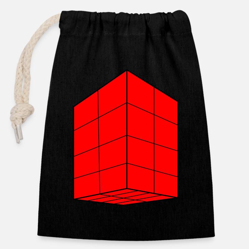 Cubic - Closable cotton gift bag (14x20cm) - black