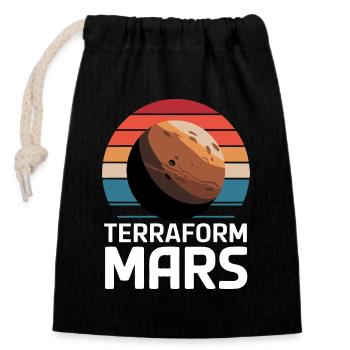 Mars Planet Planeten Sonnensystem - Verschließbarer Geschenkbeutel aus Baumwolle (14x20cm) - Schwarz - Vorne