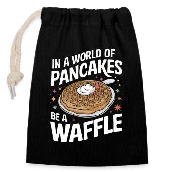Waffles Breakfast Sweets - Closable cotton gift bag (14x20cm) - black - Front