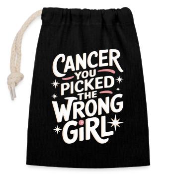 Sensibilisation au cancer Cancer Cancer du sein - Sac cadeau en coton avec cordon (14 x 20 cm) - noir - Devant