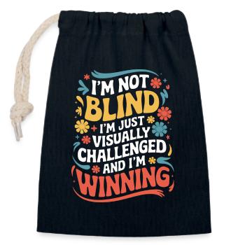 Blind blindness Visually impaired people - Closable cotton gift bag (14x20cm) - navy - Front