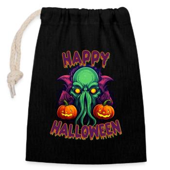 Happy Halloween Cthulhu - Closable cotton gift bag (14x20cm) - black - Front