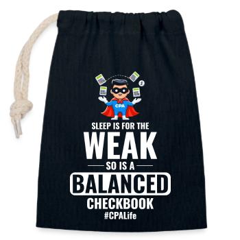 CPA-Superheld: Jonglieren mit Taschenrechnern mit einem Augenzwinkern - Verschließbarer Geschenkbeutel aus Baumwolle (14x20cm) - Navy - Vorne