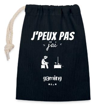 J peux pas j ai gaming - Sac cadeau en coton avec cordon (14 x 20 cm) - bleu marine - Devant