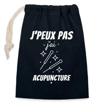 Je peux pas j ai Acupuncture - Sac cadeau en coton avec cordon (14 x 20 cm) - bleu marine - Devant